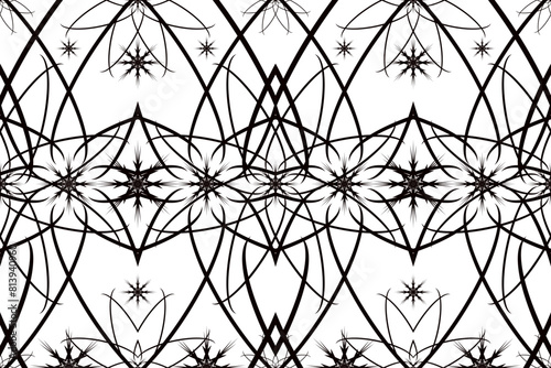black and white graphic flower pattern