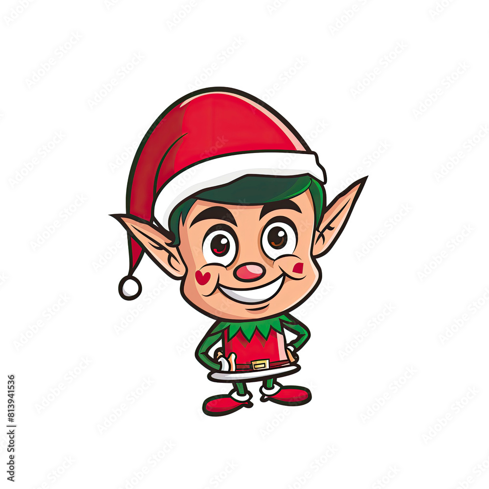 Happy Christmas Elf Cartoon, Cartoon Illustration Happy Christmas Elf Cartoon, Cartoon Illustration