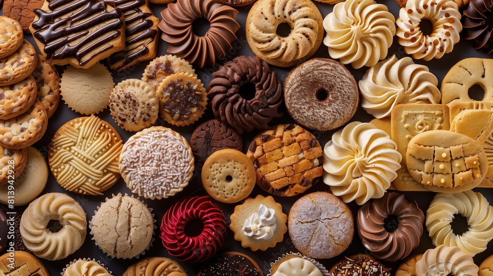 Assorted biscuits displayed creatively. Assorted biscuits displayed creatively.