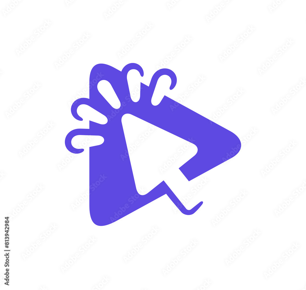 Cursor clicks on play button graphic design Cursor clicks on play button graphic design