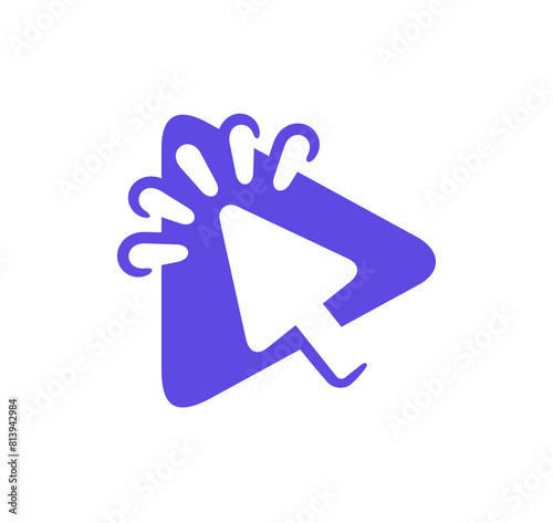 Cursor clicks on play button graphic design