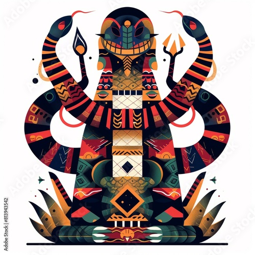 Multicolored Serpent Guardian  Mythical Creature Art