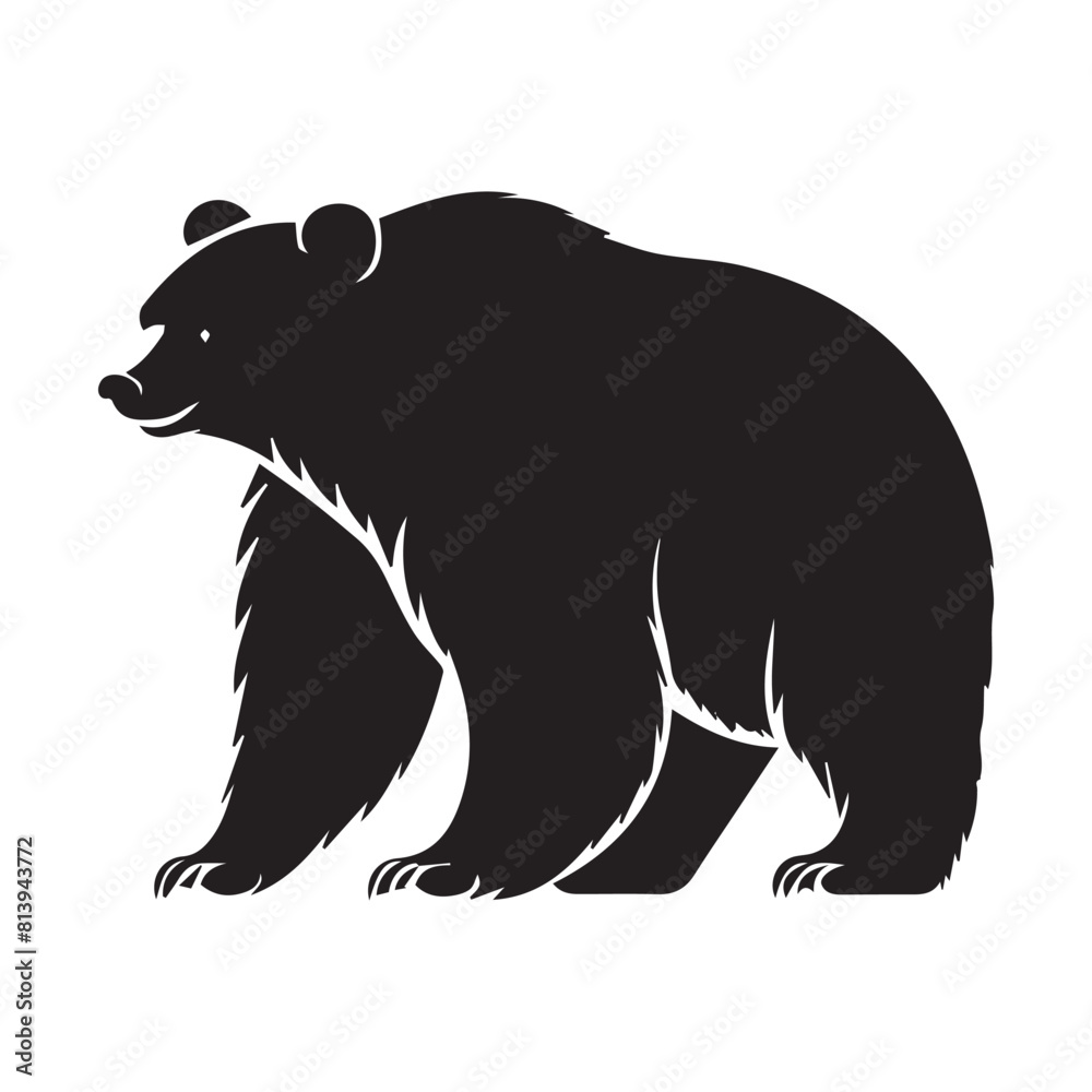 Obraz premium Simple grizzly bear icon logo, vector illustration on white background