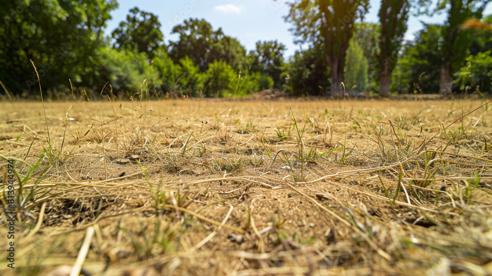 Fototapeta premium dried grassy lawn showing stark environmental contrasts