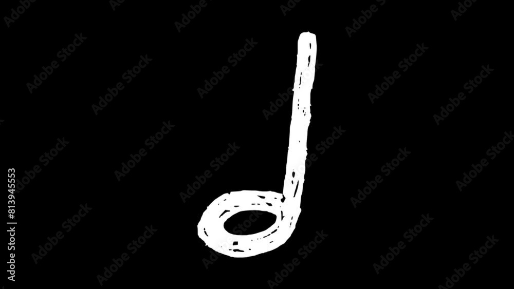 White wiggly hand drawn minim music note icon doodle animation    
