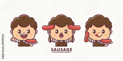 male cartoon mascot with sausage