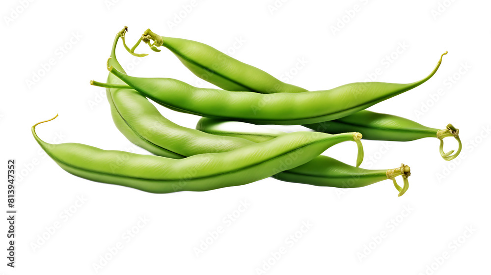 A pair of green beans with a Transparent background. A pair of green beans with a Transparent background.