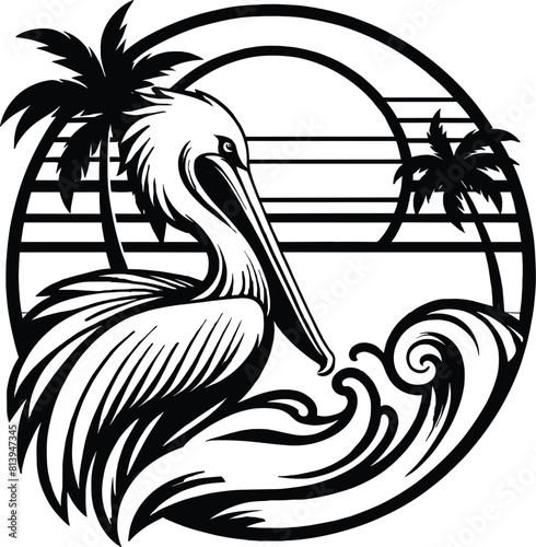 Pelican vector illustration, on a white background.