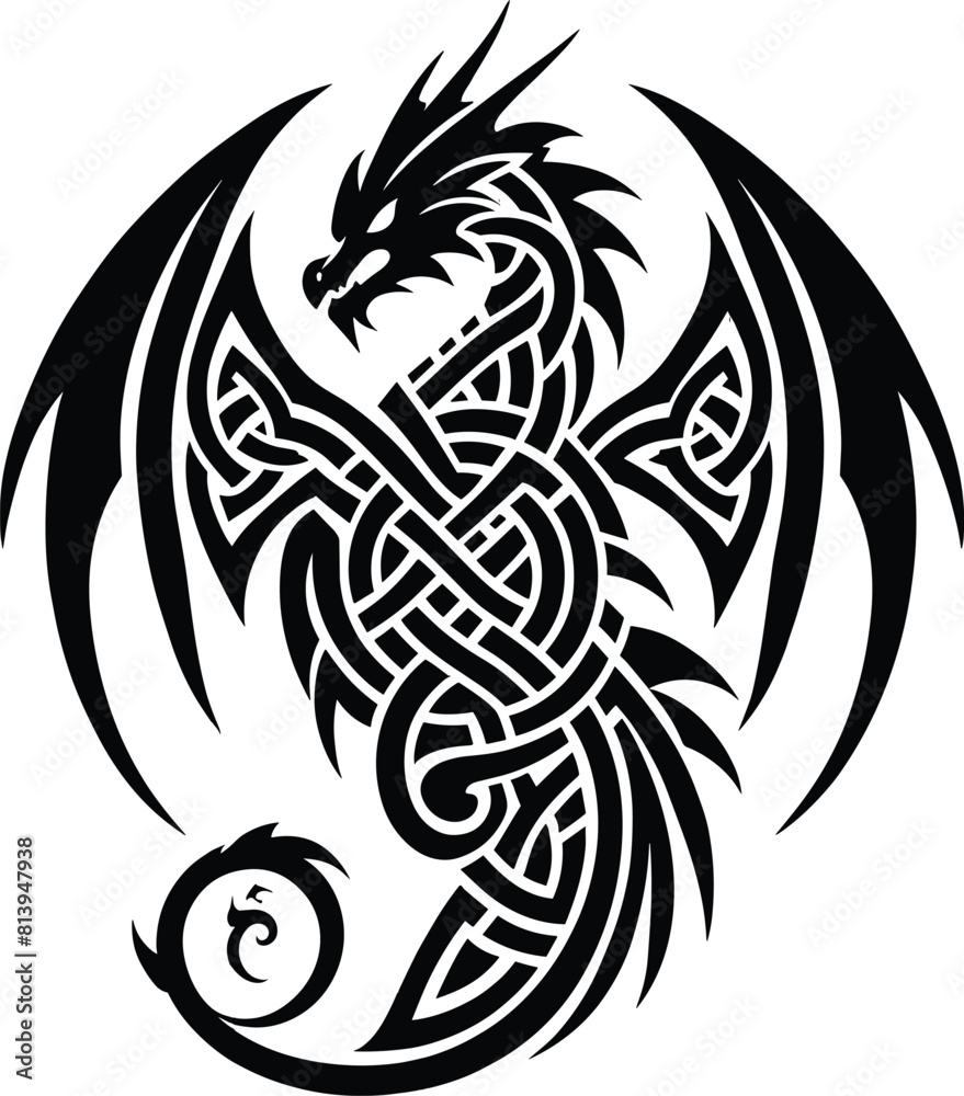 Celtic style dragon, vector illustration. Celtic style dragon, vector illustration.