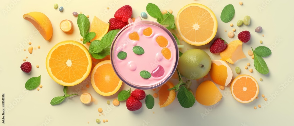 Close-up of a healthy breakfast with fresh fruits and yogurt. Close-up of a healthy breakfast with fresh fruits and yogurt.