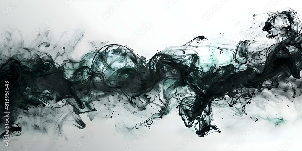 Black Ink Watercolor Splashes on White Background: Abstract, Artistic, and Textured. Concept Abstract Art, Watercolor Painting, Black and White, Texture, Creativity Black Ink Watercolor Splashes on White Background: Abstract, Artistic, and Textured. Concept Abstract Art, Watercolor Painting, Black and White, Texture, Creativity