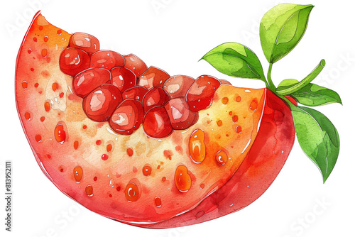 A watercolor painting of a pomegranate. PNG watercolour transparent background  photo