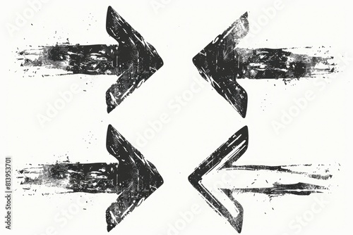 Set of three black arrows on a white background. Ideal for illustrating direction concepts