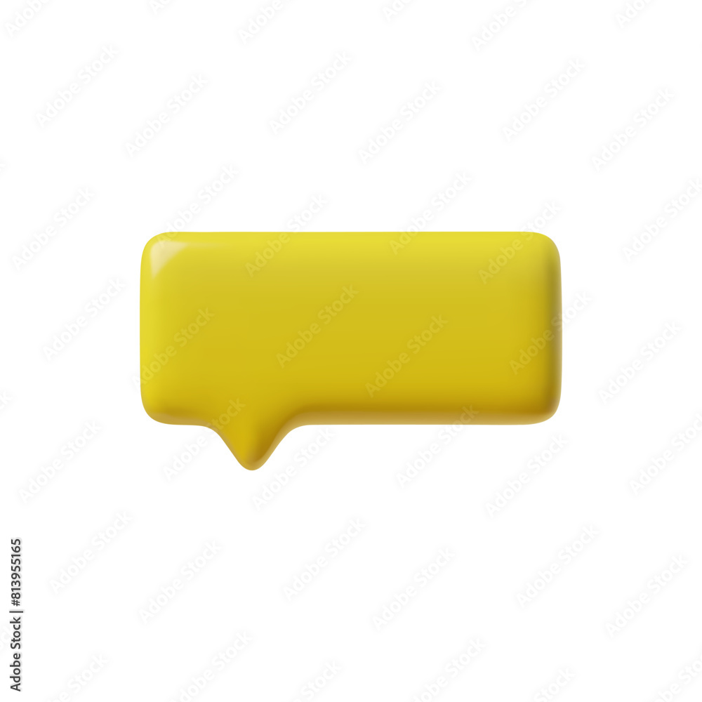 Yellow chat box vector, 3D social media icon on isolated background. Yellow chat box vector, 3D social media icon on isolated background.