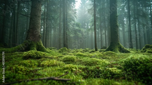 Fototapeta Naklejka Na Ścianę i Meble -  Charming moss forest landscape nature exploration