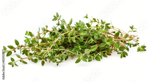 Fresh thyme sprigs isolated on white background.