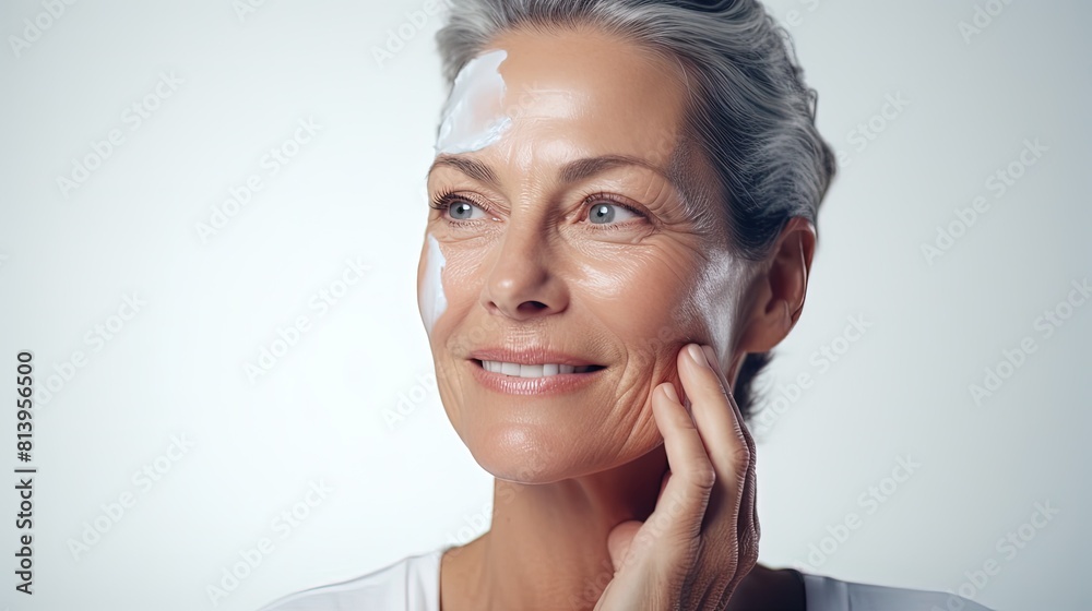 woman applying anti-aging cream on her face