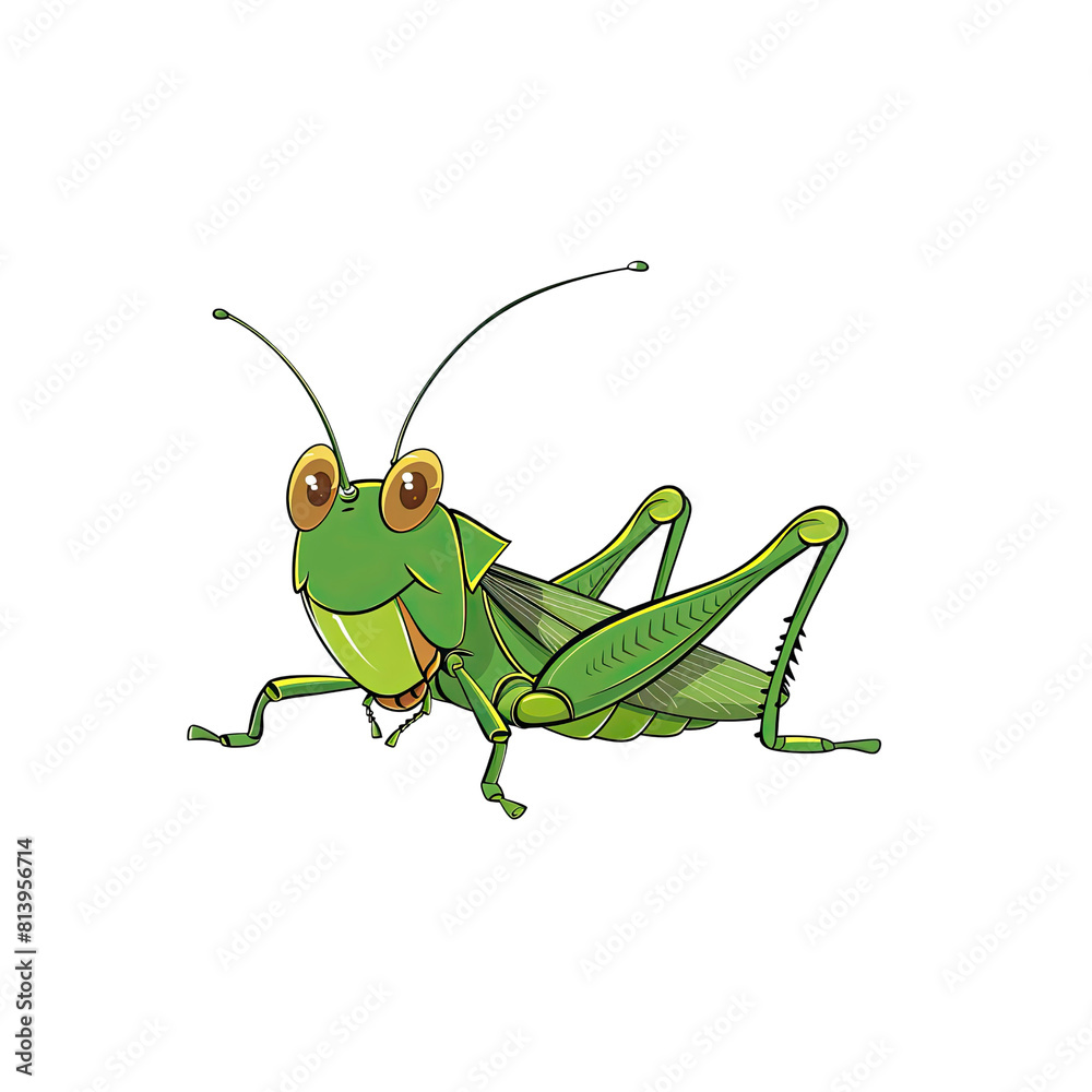 A Cute Cartoon Depiction Of A Grasshopper, Cartoon Illustration A Cute Cartoon Depiction Of A Grasshopper, Cartoon Illustration