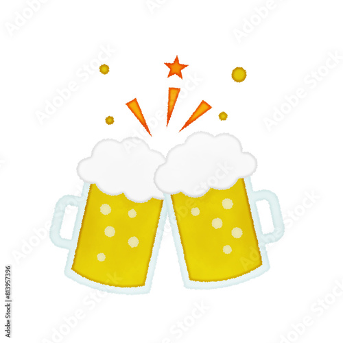 乾杯するビールの手書き風ベクターイラスト