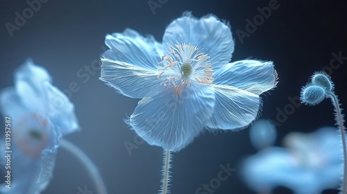   Close-up of blue flower against black background  blurred background image of the flower