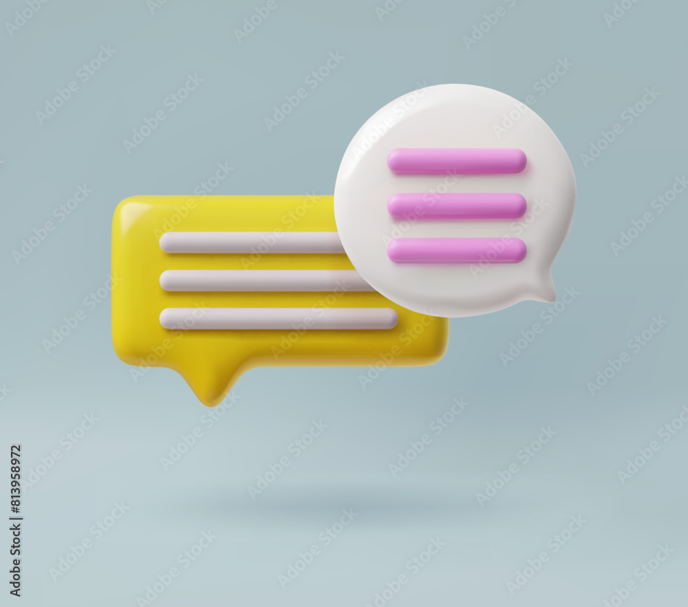 Vector 3D empty chat bubbles, round and rectangular shapes. Vector 3D empty chat bubbles, round and rectangular shapes.