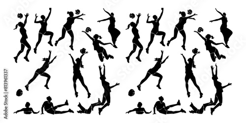 black and white silhouettes of people exercising