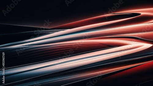 Luminous Flux  Blue and red Lines and Curves in Flow. Futuristic wallpaper.