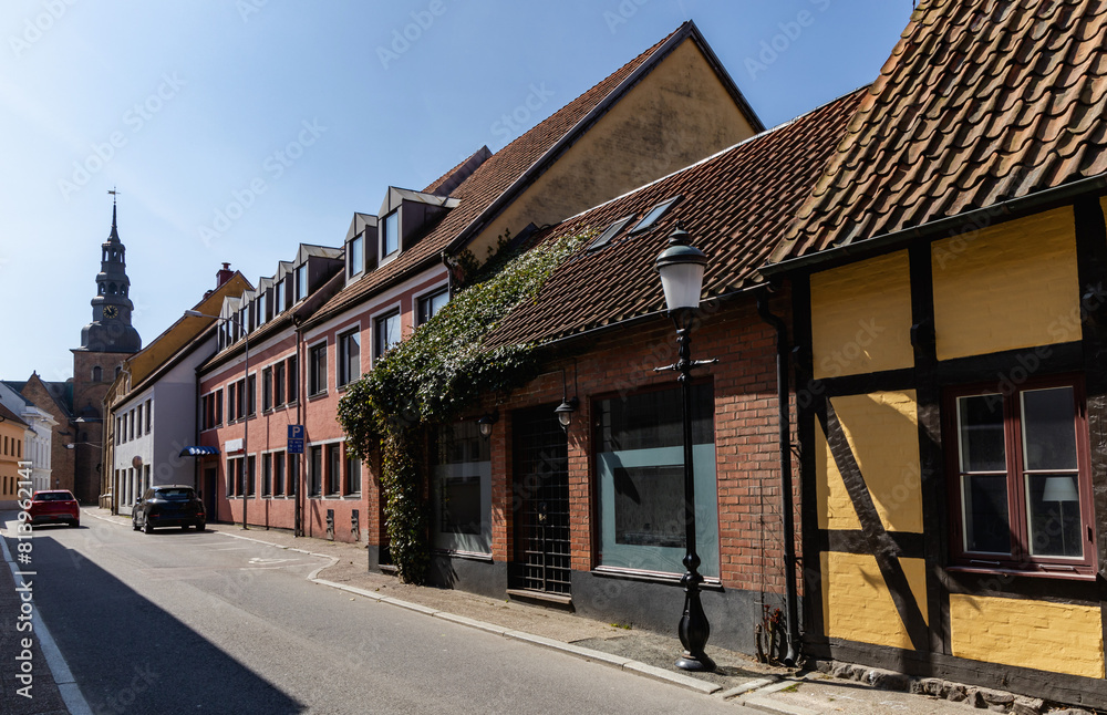 Narrow streets of the old town with colorful houses. Narrow streets of the old town with colorful houses.