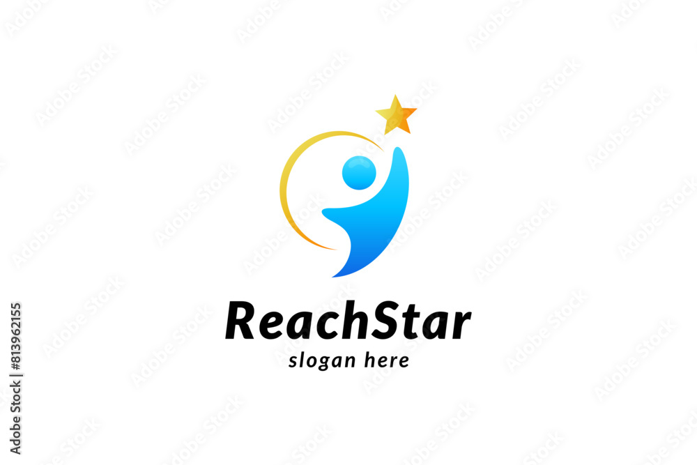 people reaching for the stars logo in school education icon vector design style people reaching for the stars logo in school education icon vector design style