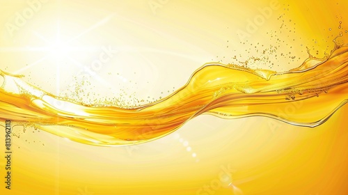  A yellow background shows a wave of liquid emerging from its top