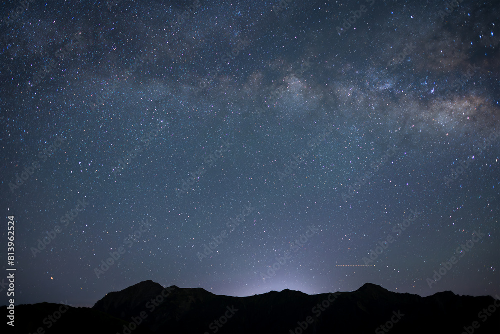 Beautiful Starry night sky in Qingjing Farm of Taiwan