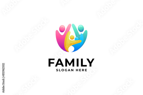 family care logo with colorful gradient template vector design style