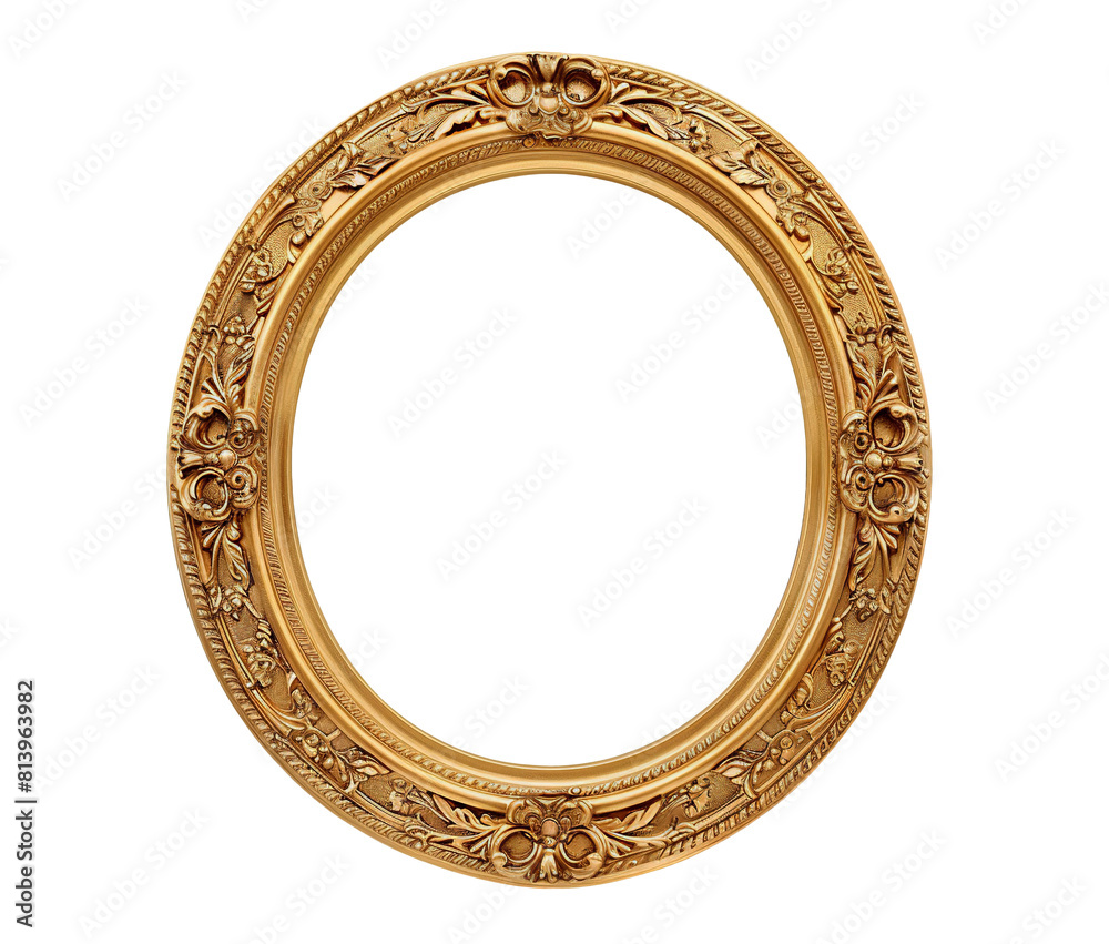 Golden oval frame isolated on transparent background Golden oval frame isolated on transparent background
