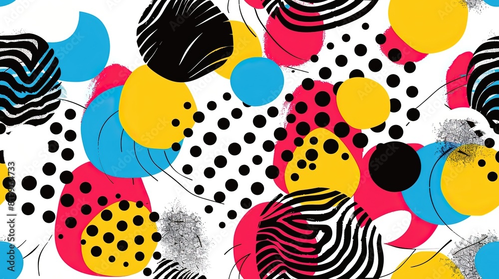 pop art bright color with free shape dot and line design seamless pattern, Generative Ai
pop art bright color with free shape dot and line design seamless pattern, Generative Ai