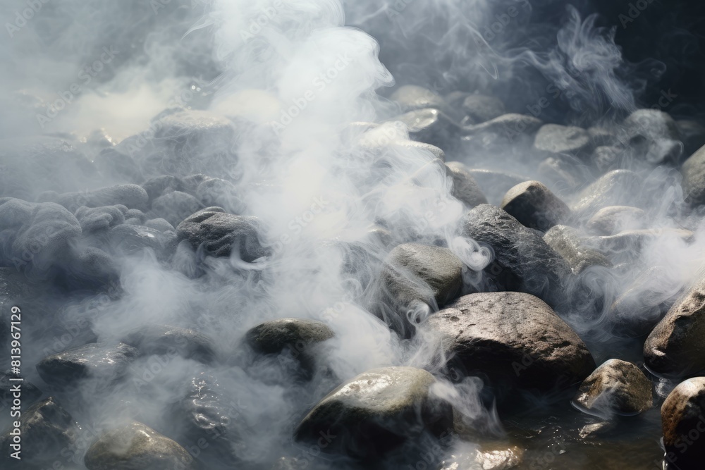 Obraz premium Textured smoke stones. Travel workshop. Generate Ai