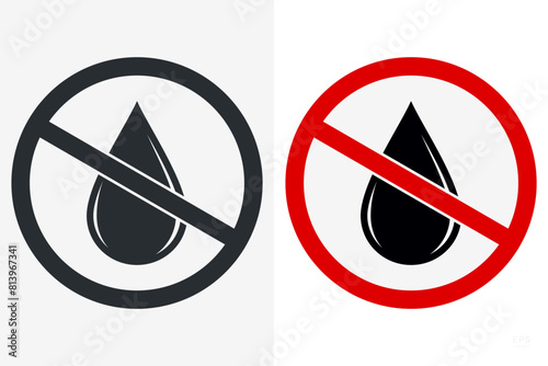 Not Drinking Water. Prohibition Sign: Drinking Water from this Tap is Not Allowed. Drink this Water is Prohibited — Symbol Template. Vector Printable Sign