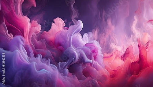 Abstract liquid smoke background. Pink magenta purple color ink dynamic motion background