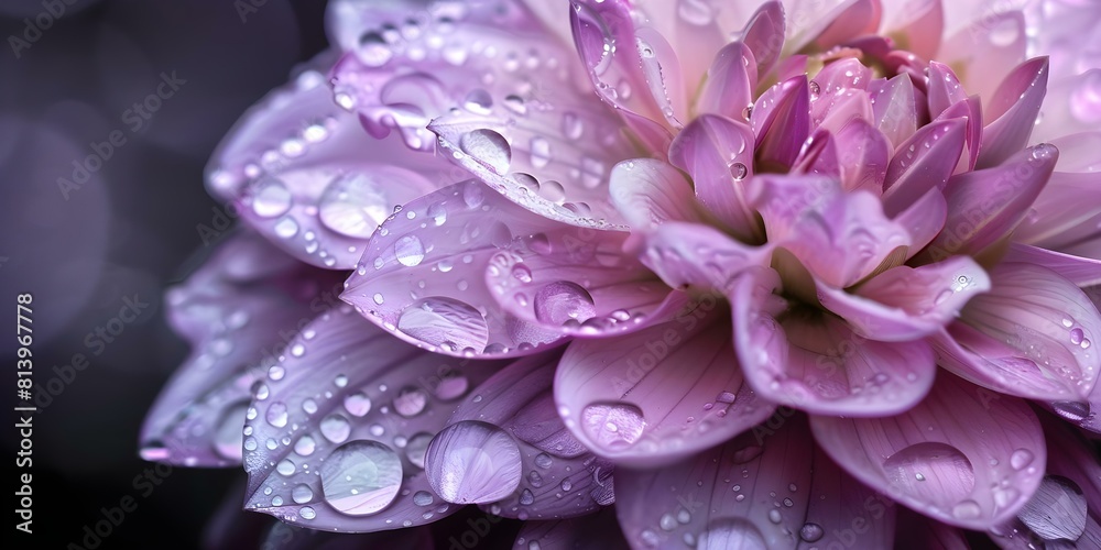 Macro Shot of Pink Flower Petals Covered in Water Droplets, Emphasizing Droplets. Concept Pink Flower, Water Droplets, Macro Photography, Emphasizing, Petal Details Macro Shot of Pink Flower Petals Covered in Water Droplets, Emphasizing Droplets. Concept Pink Flower, Water Droplets, Macro Photography, Emphasizing, Petal Details