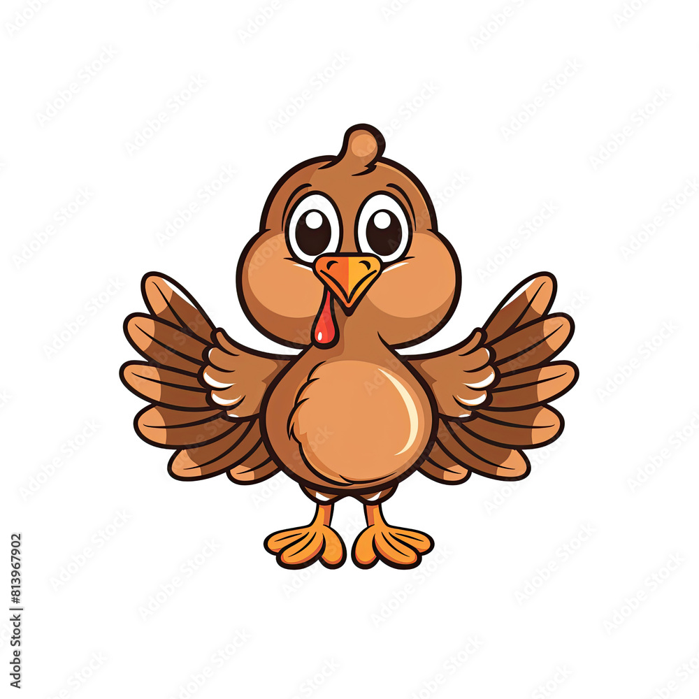 A Cute Cartoon Turkey Bird, Cartoon Illustration A Cute Cartoon Turkey Bird, Cartoon Illustration