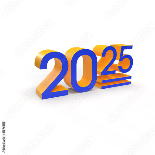 3d 2025 on white background. 3d rendering 2025 year concept