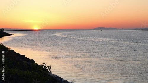 Sunset at Tera Nova Park Dyke, Richmond BC, Canada - April 9, 2024