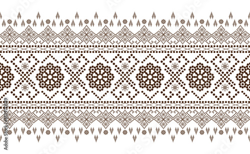 Embroidery designs Oriental geometric ethnic pattern for background or carpet, wallpaper, batik wrapping, curtain design, vector illustration