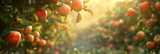 Misty Morning at the Orchard: An orchard s whispers unveil the slow ripening of fruits at dawn   Photorealistic Photo Stock Concept