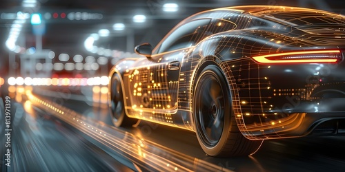 Enhancing the Automotive Sector with Focused Technology: New Software-Defined Vehicle System Chip. Concept Automotive Innovation, Software-Defined Vehicles, Technology Advancements photo