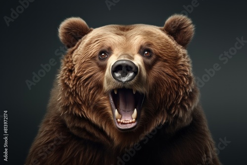 Surprised bear with open mouth.
