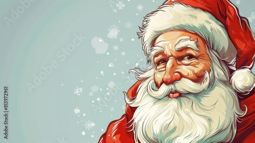 Santa Claus with a long white beard standing against a blank background © Arisctur