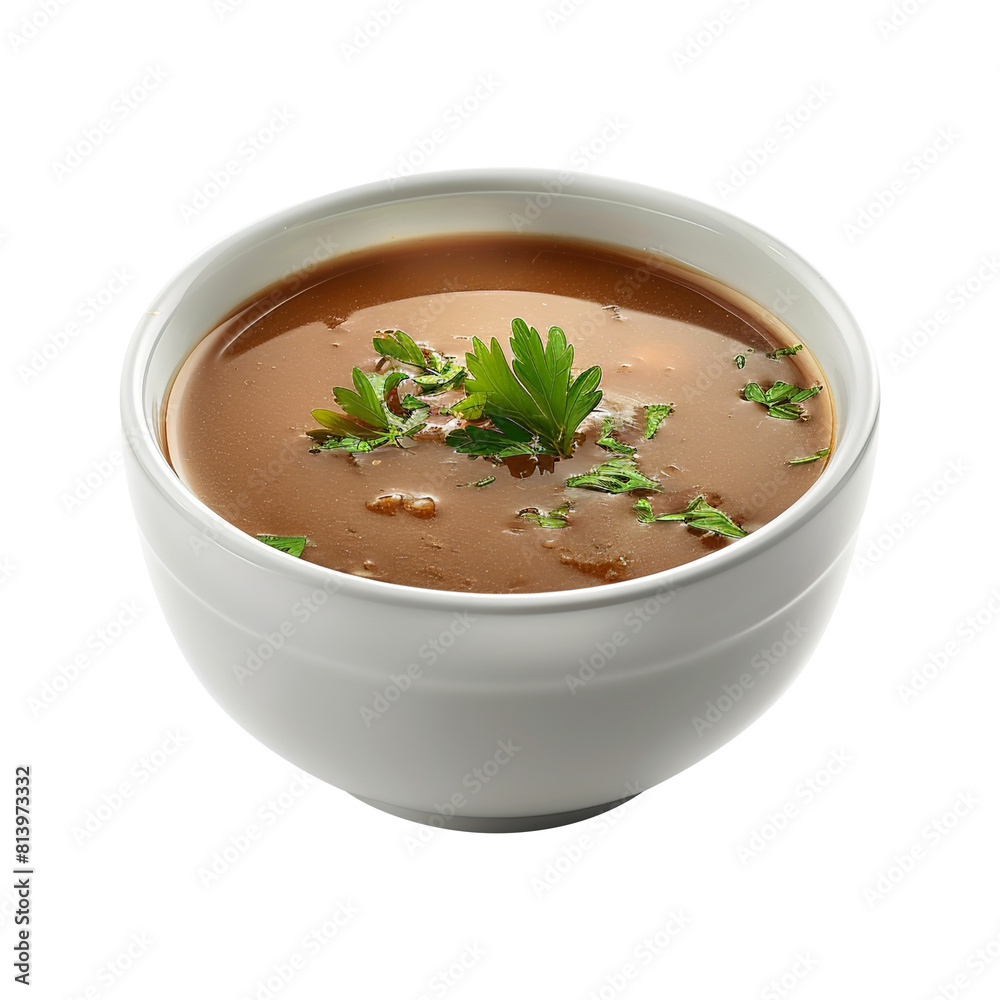 Gravy soup in a bowl isolated on white background Gravy soup in a bowl isolated on white background