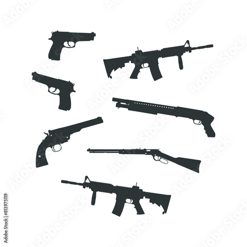 assault rifle and gun vector icon