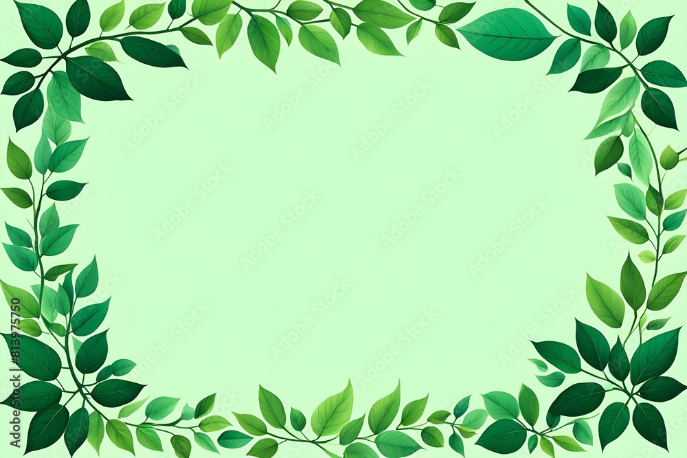 A backdrop of fresh natural foliage forms the frame. The center is empty, suitable for placing text A backdrop of fresh natural foliage forms the frame. The center is empty, suitable for placing text
