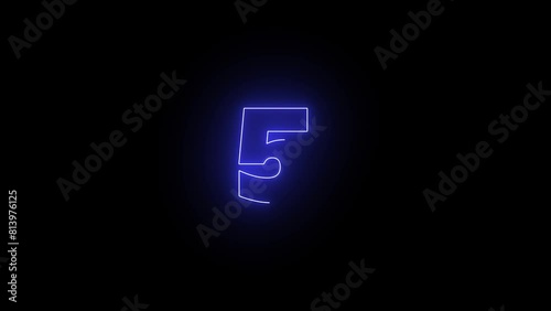 animation with neon numbers , countdown from one to ten photo